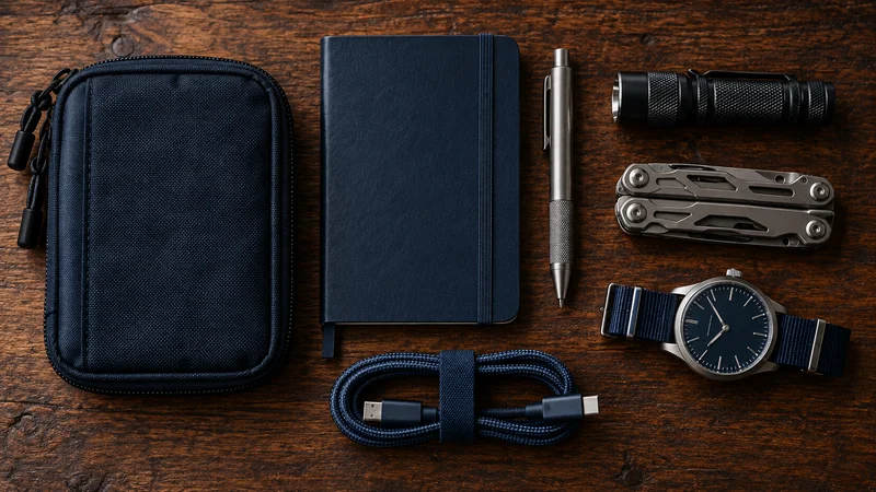 Compact everyday carry kit on a desk